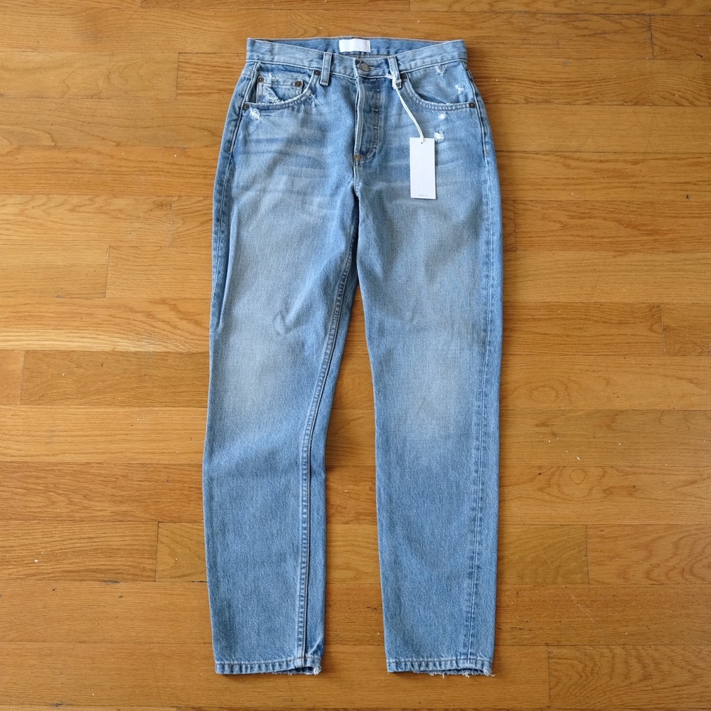 Boyish Jeans Straight Leg Womens Blue Light Wash Distressed High Rise‎ 26 NEW